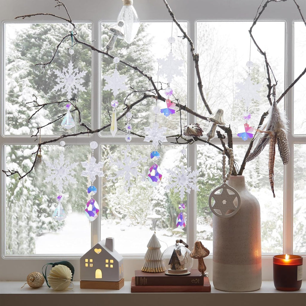 Decoratiuni brad, Ornamente Craciun, fulg de nea, Kindpma, acril, set de 16