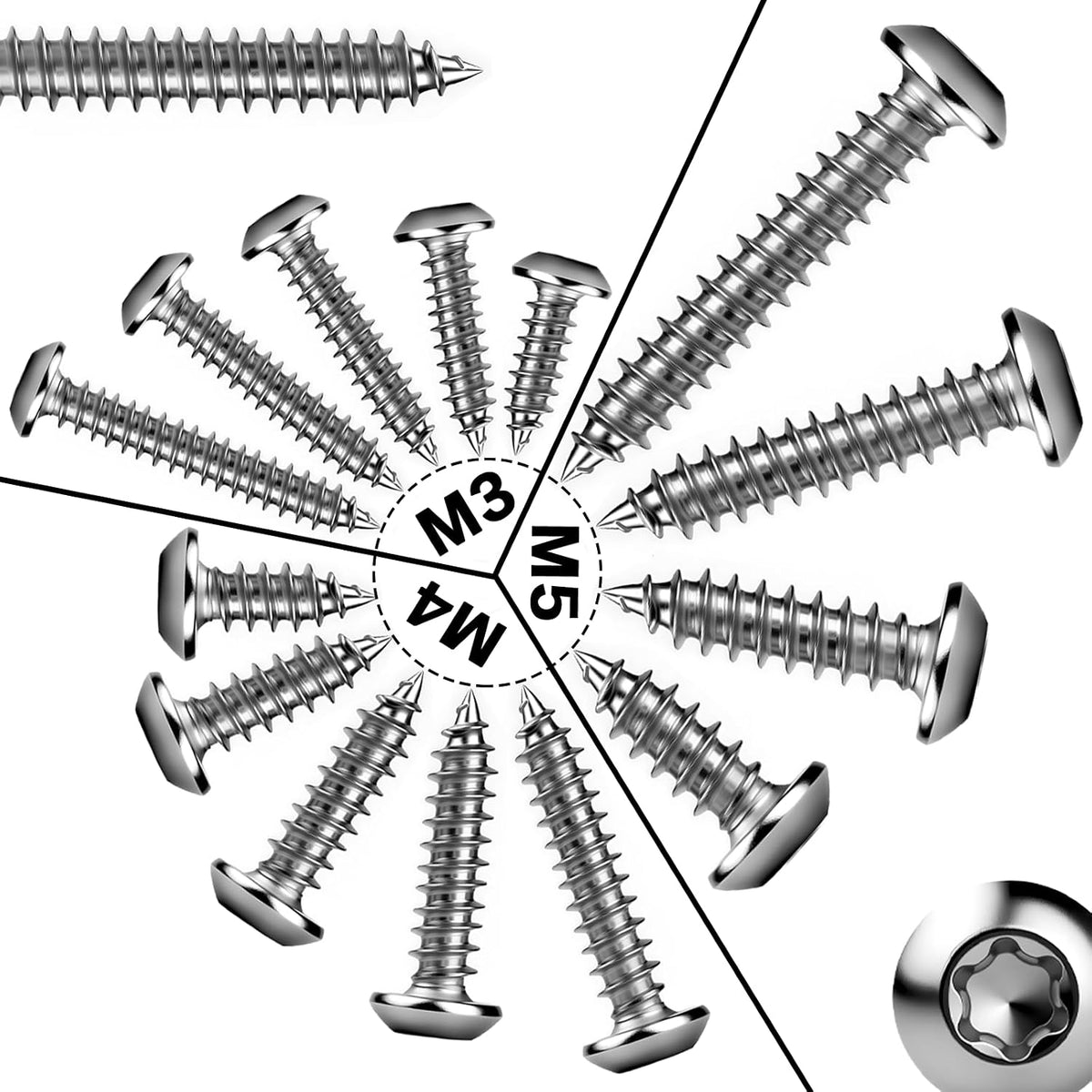 Suruburi inox A2, M4x10mm, surub cap plat, 100 buc