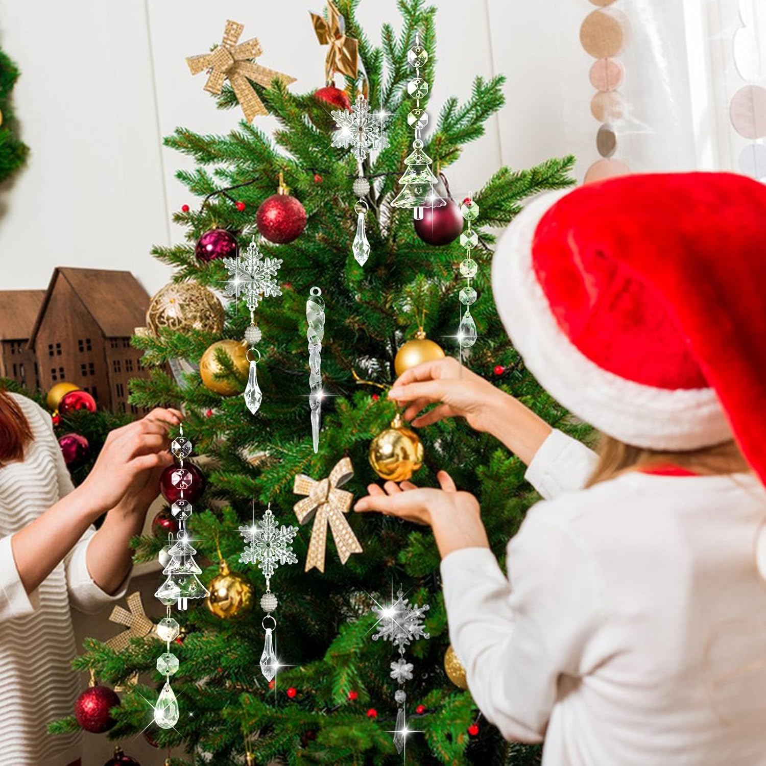 Set de 26 ornamente Craciun, decoratiuni diferite fome, acril