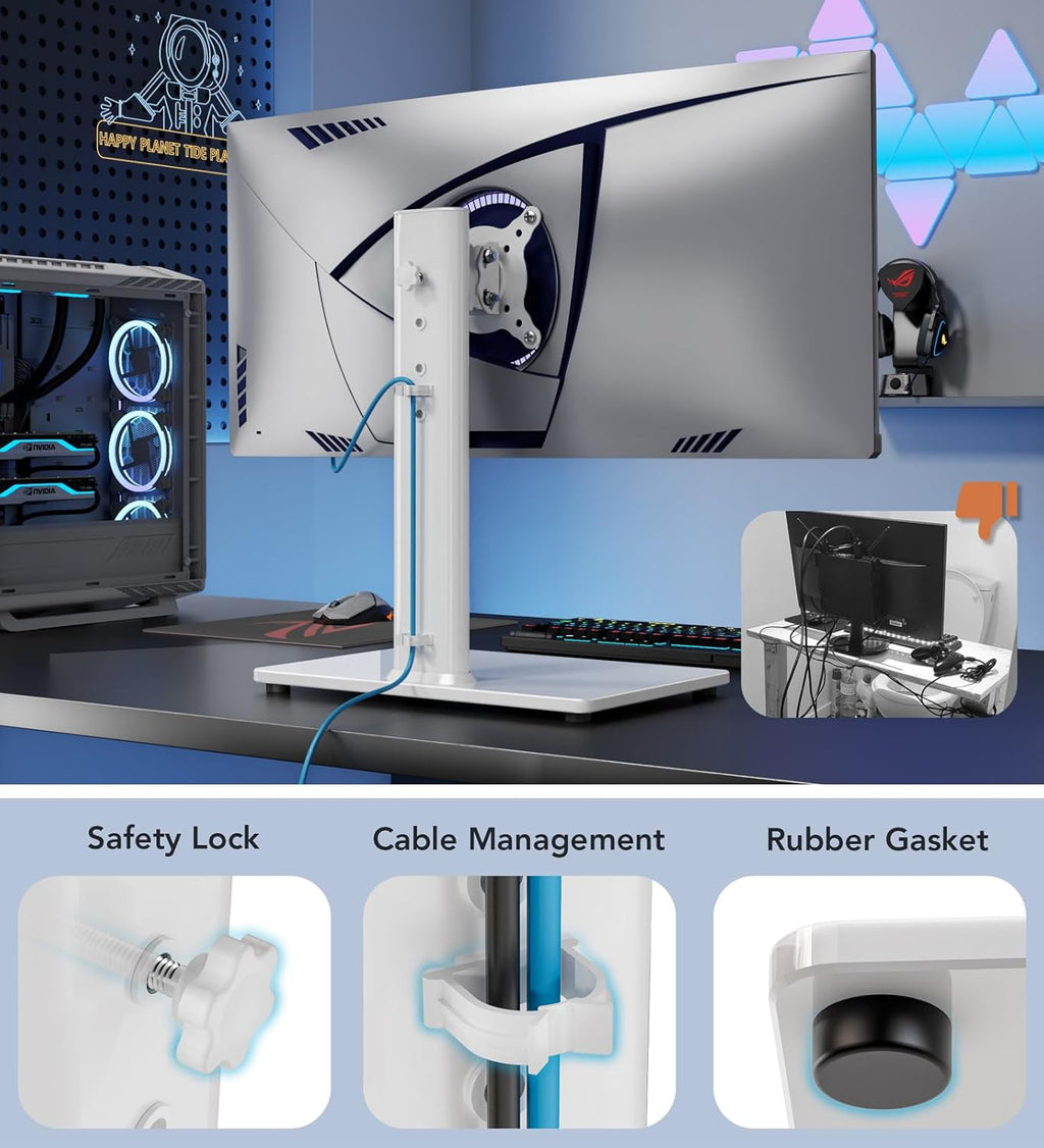 Suport monitor Hemudu, reglabil, 13-32", alb