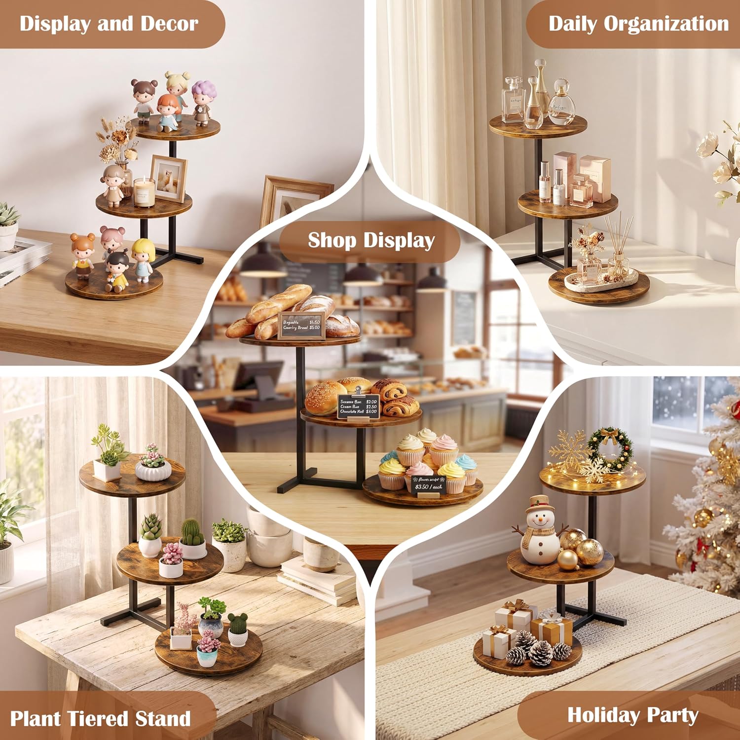 Stand prajituri, 3 nivele, 38cm inaltime, 24cm circumferinta nivel