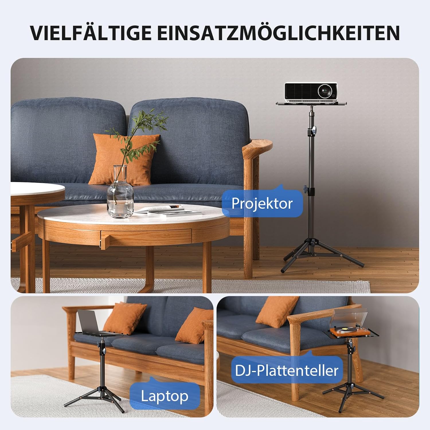 Stand laptop, proiector, tableta, dj, trepied multifunctional reglabil 45-115cm, max 10kg