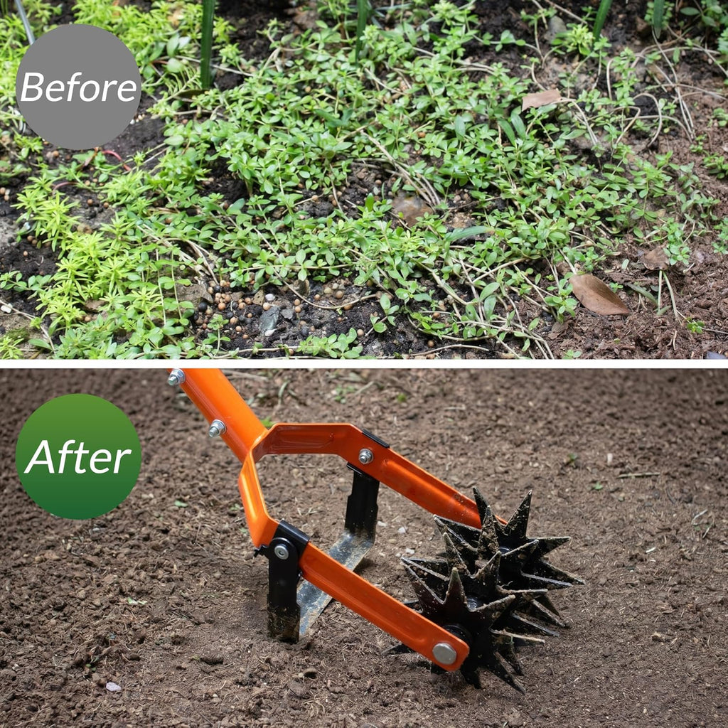 Cultivator manual rotativ pentru grădină Walensee, cu roți stelate și lamă de plivit