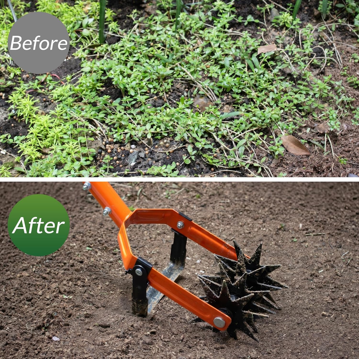 Cultivator manual rotativ pentru grădină Walensee, cu roți stelate și lamă de plivit