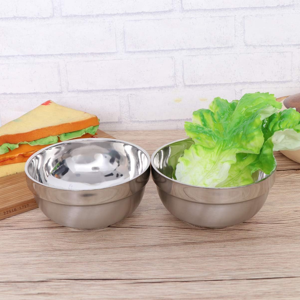 Set de 4 boluri inox 304, pereti dubli, 99g, 13x6.4cm