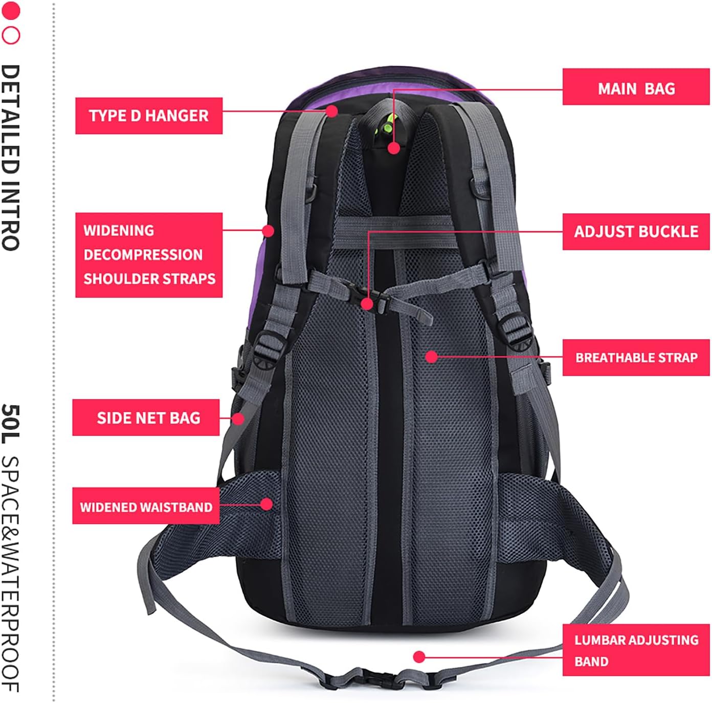 Rucsac Breash Adventure 50L, multifunctional, mov