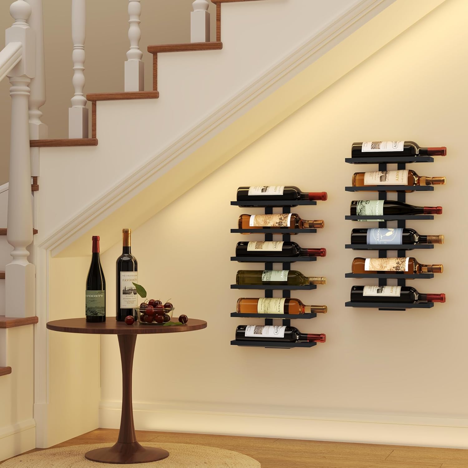 Suport sticle vin pe perete, 6 sticle, 27x9x53cm