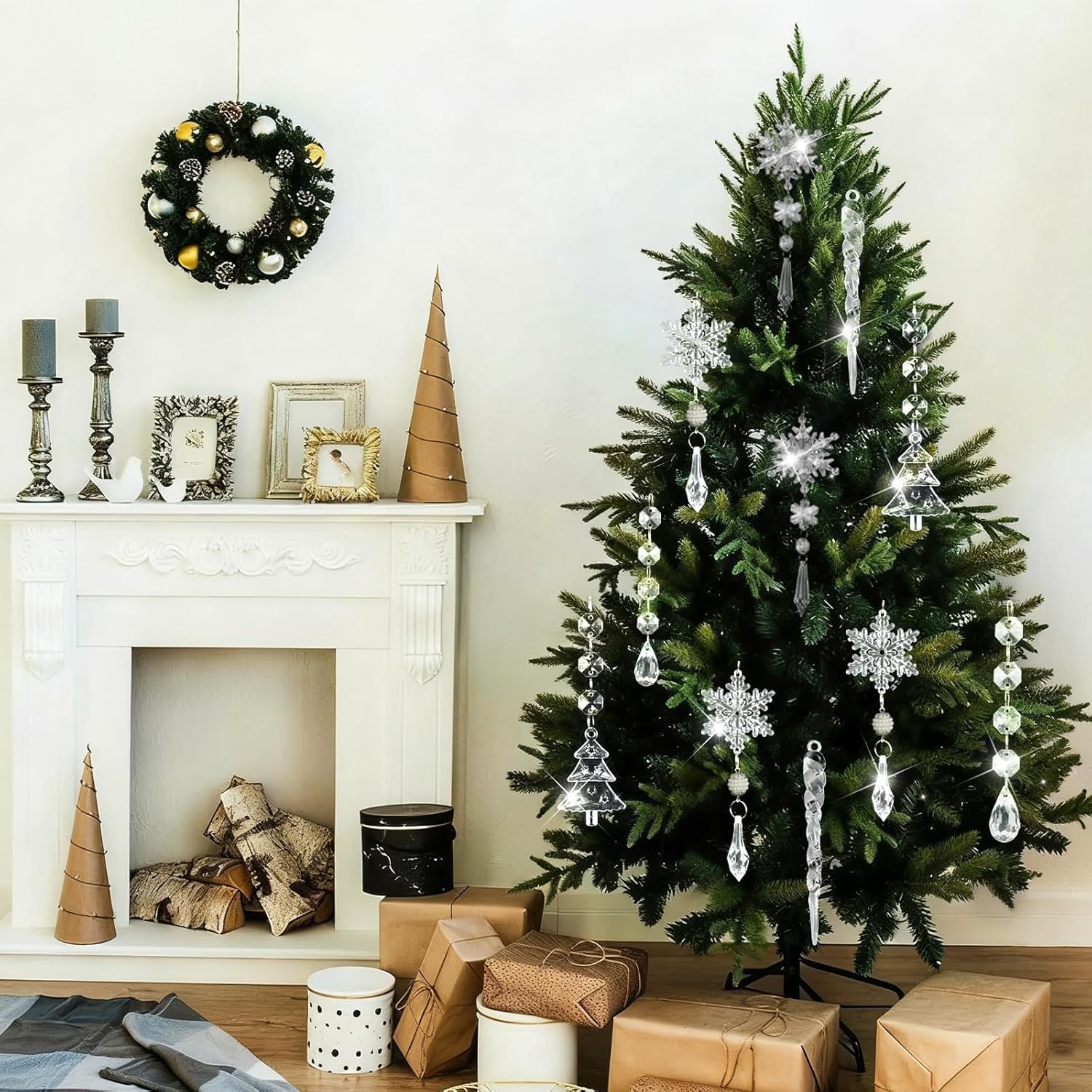 Set de 26 ornamente Craciun, decoratiuni diferite fome, acril