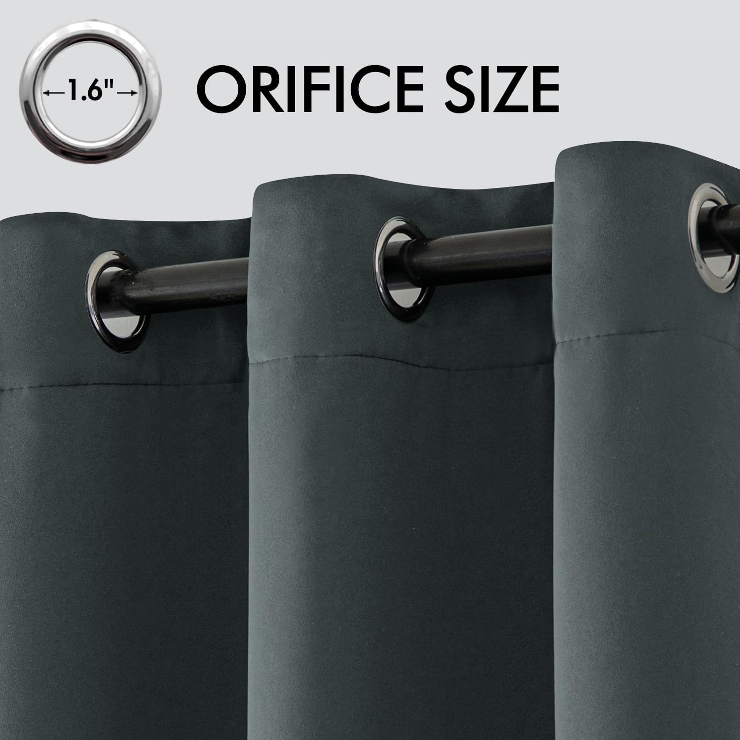 Draperie opaca Emema, blackout, dublu strat, termala, 132x260cm, gri inchis