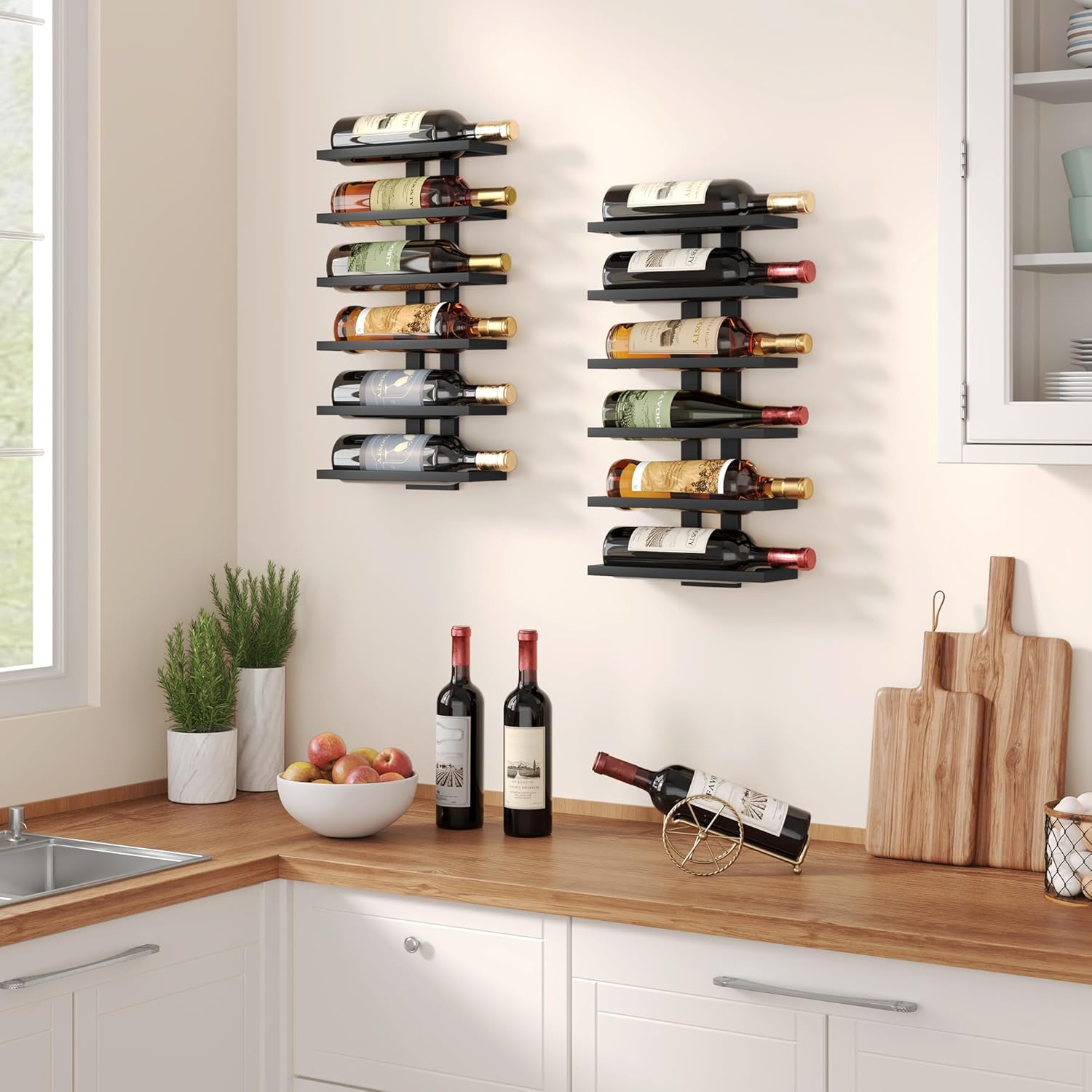 Suport sticle vin pe perete, 6 sticle, 27x9x53cm