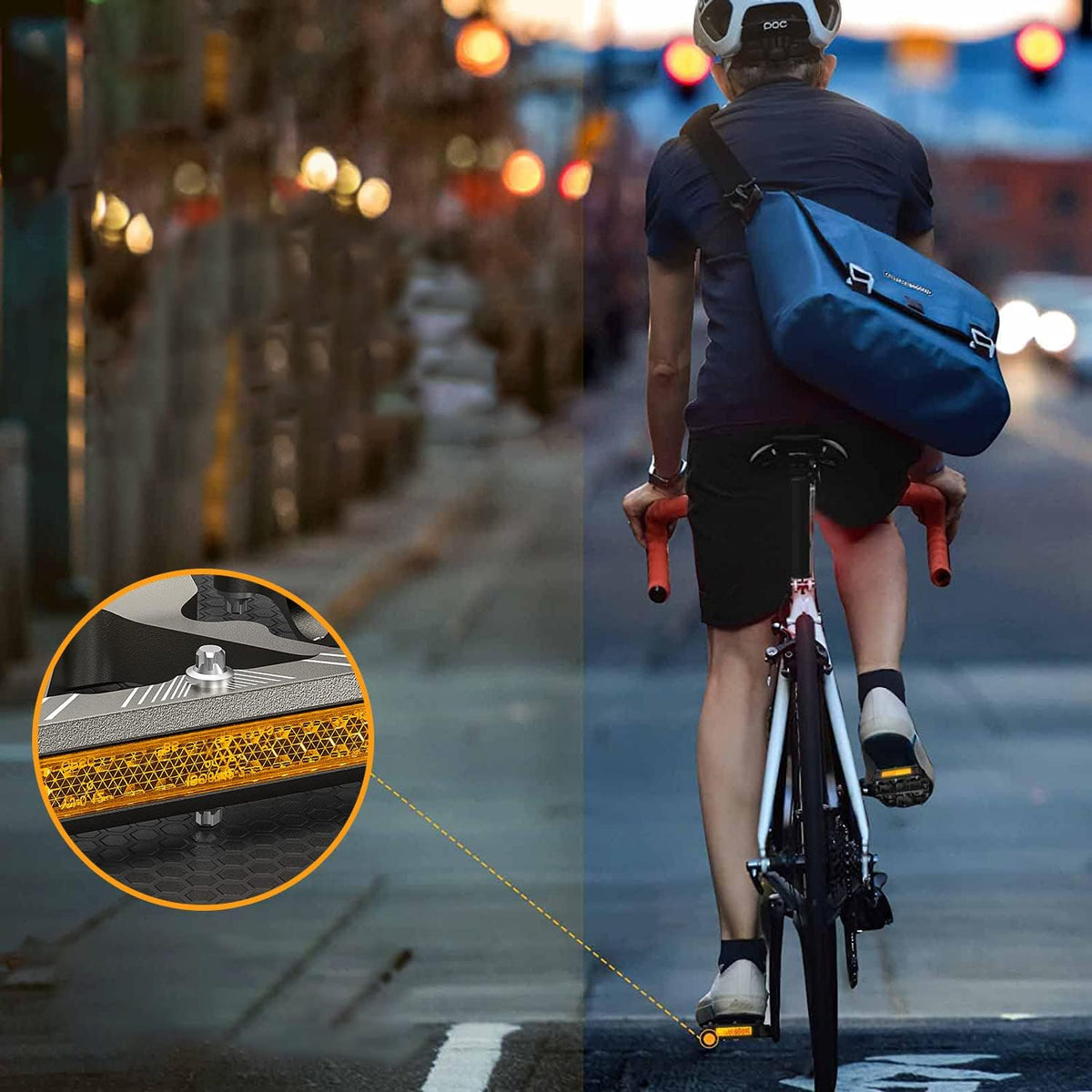 Pedale bicicleta aluminiu CNC, antiderapare benzi reflectorizante set de 2