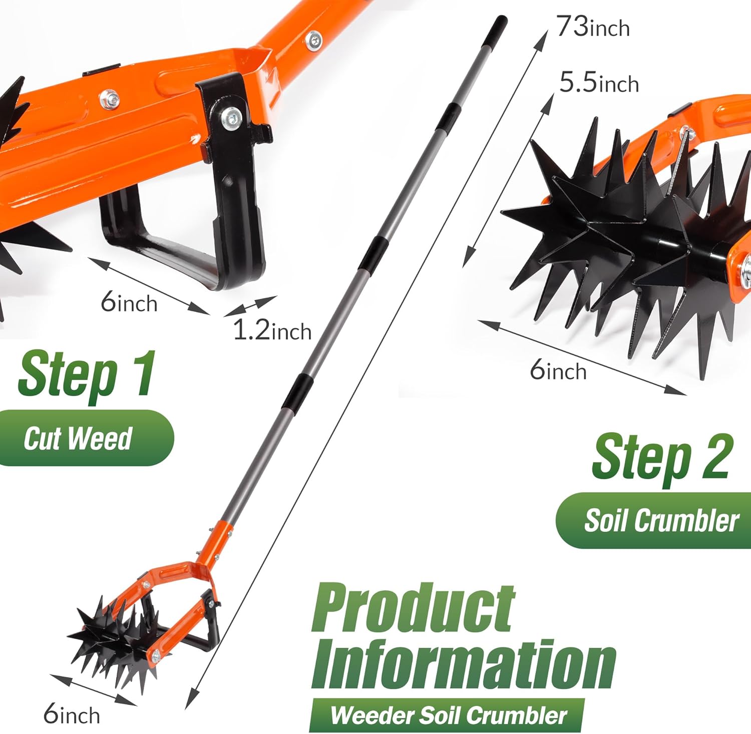 Cultivator manual rotativ pentru grădină Walensee, cu roți stelate și lamă de plivit