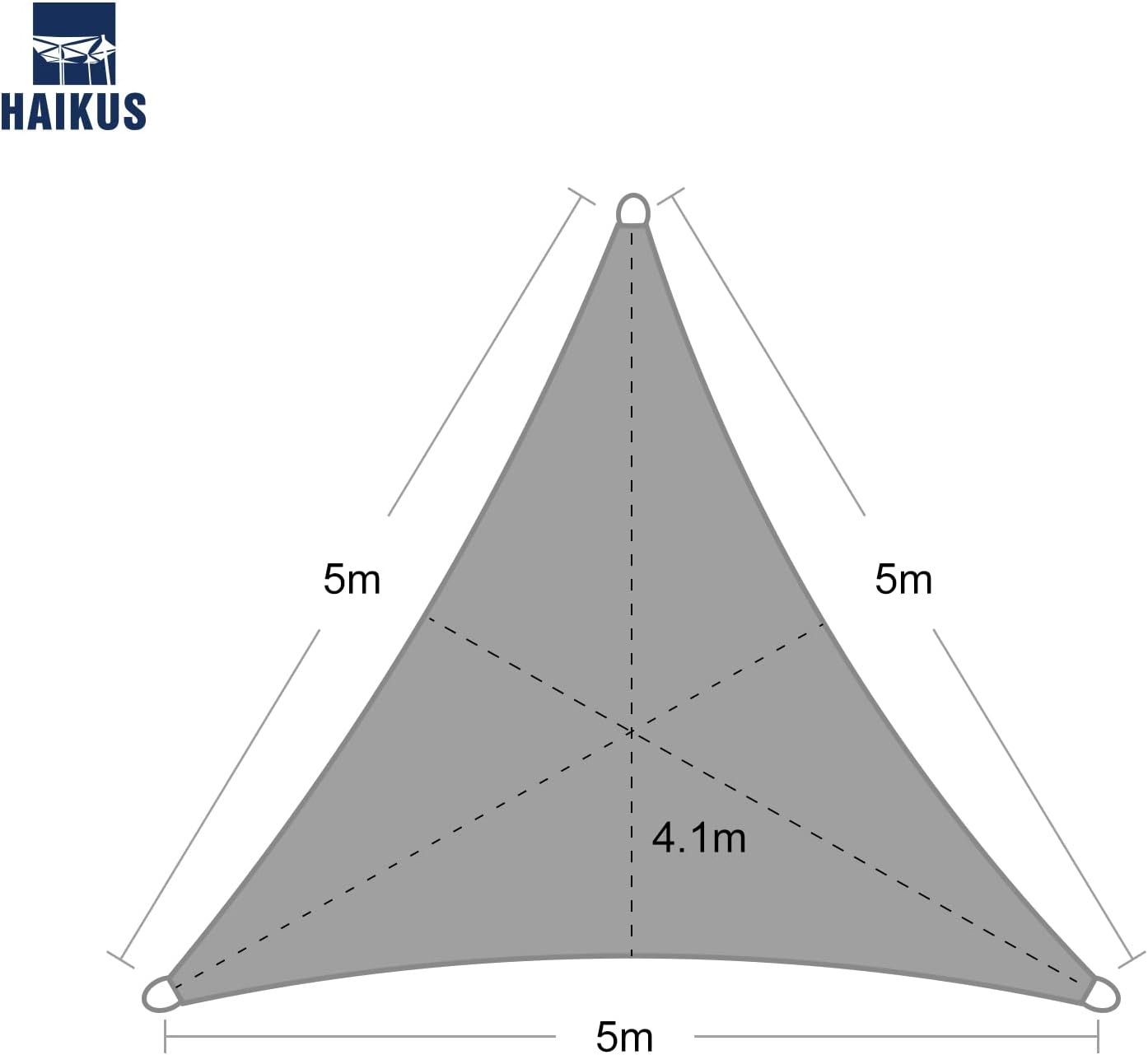 Copertina HAIKUS Premium 5x5x5 m, triunghiulara, alb
