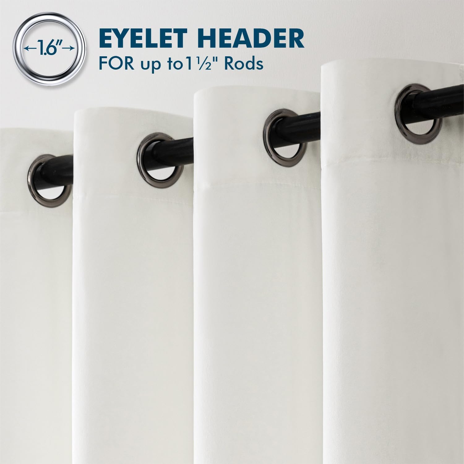 Draperie opaca Emema, blackout, dublu strat, termala, 132x260 cm, alb