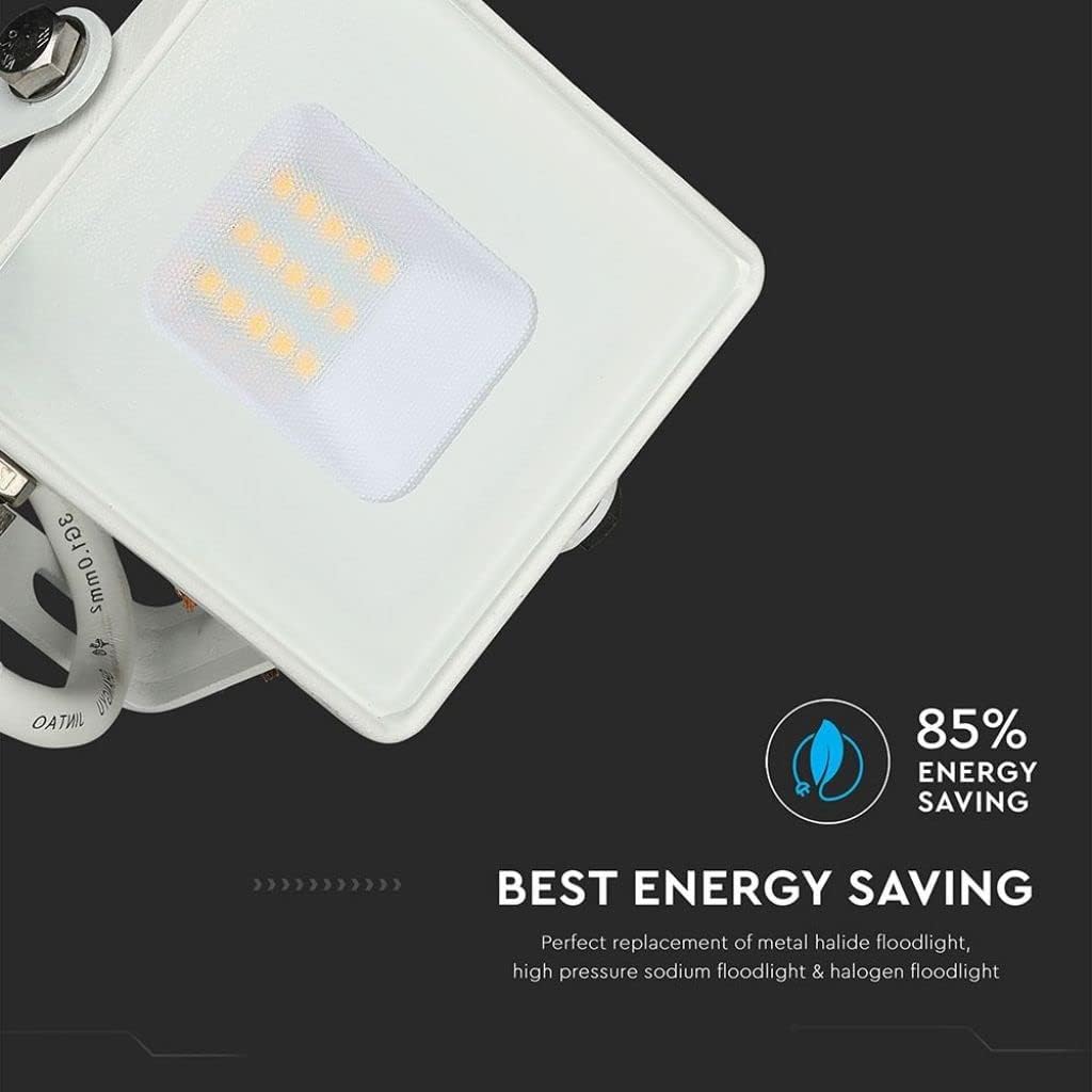 Proiector de exterior impermeabil V-TAC RRO LED Carcasă albă IP65, 10W, 8000lm