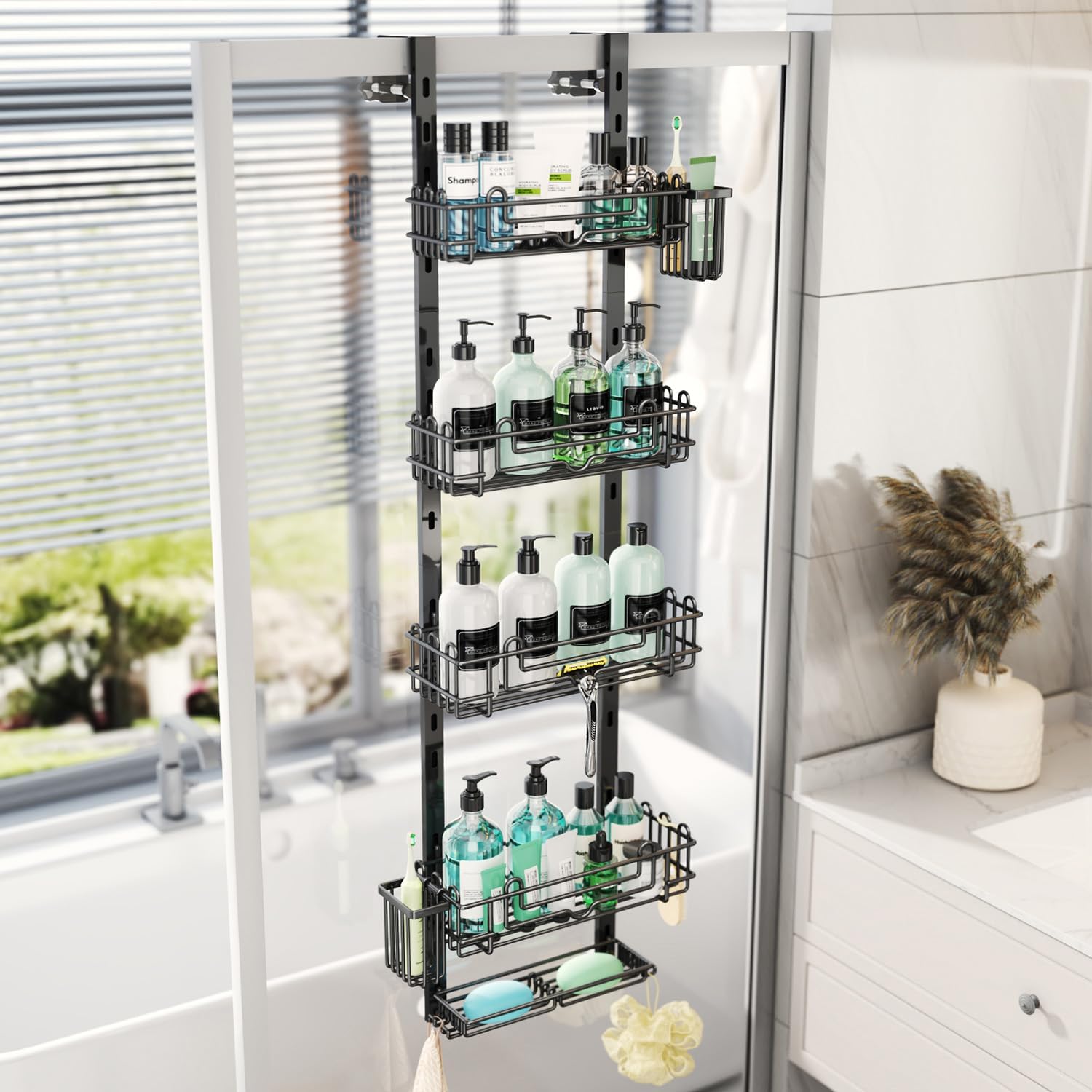 Organizator universal pe usa, 5 nivele, 28 agatatoare, negru