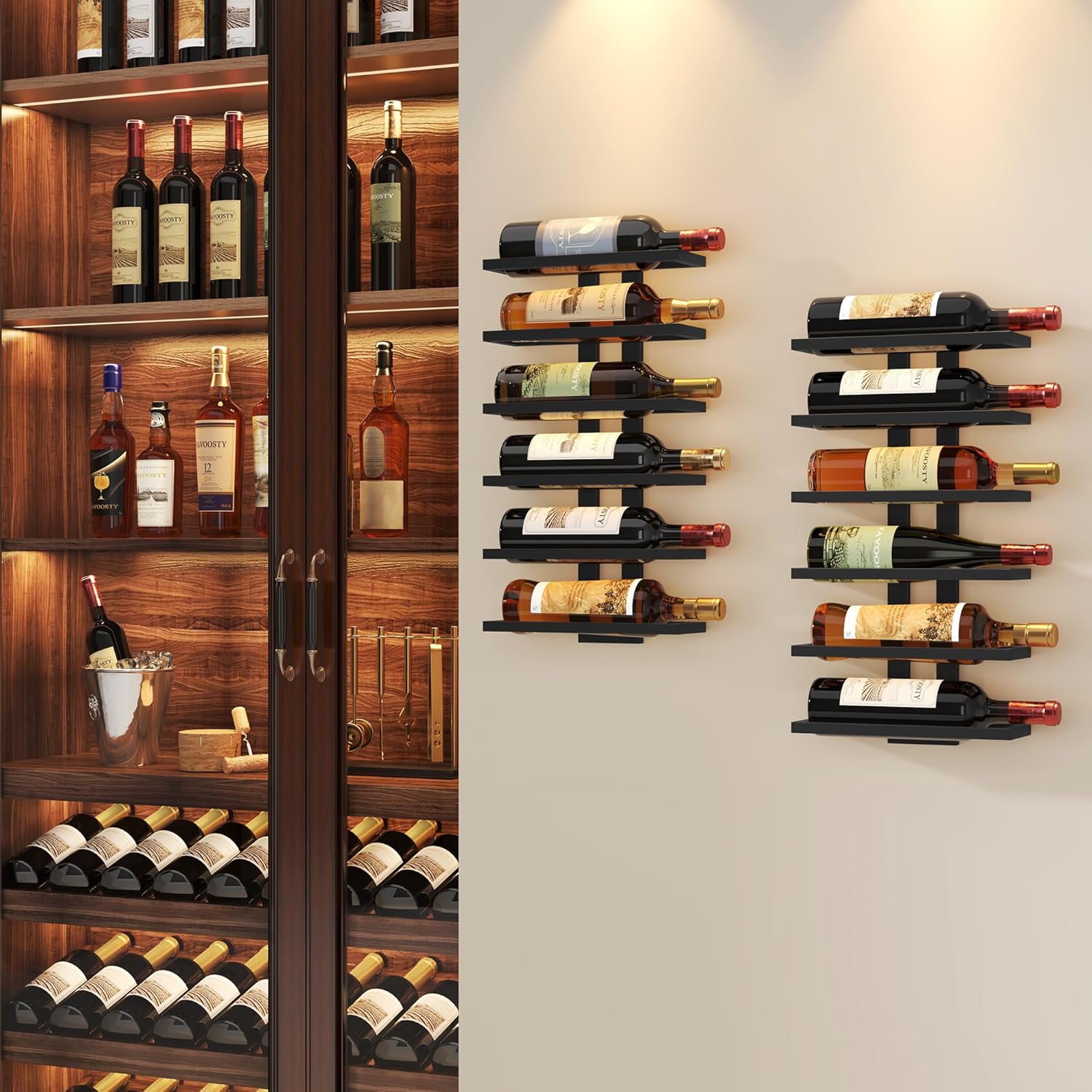 Suport sticle vin pe perete, 6 sticle, 27x9x53cm
