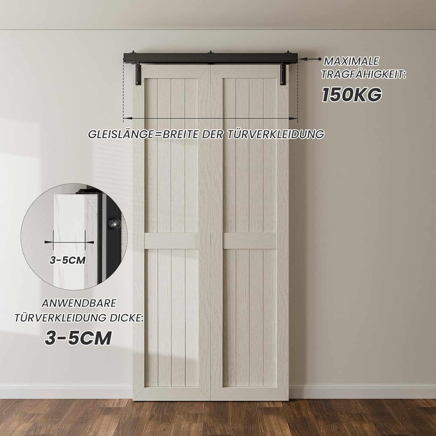 Mecanism usa plianta, kit montare usi pliabile, sina 92cm