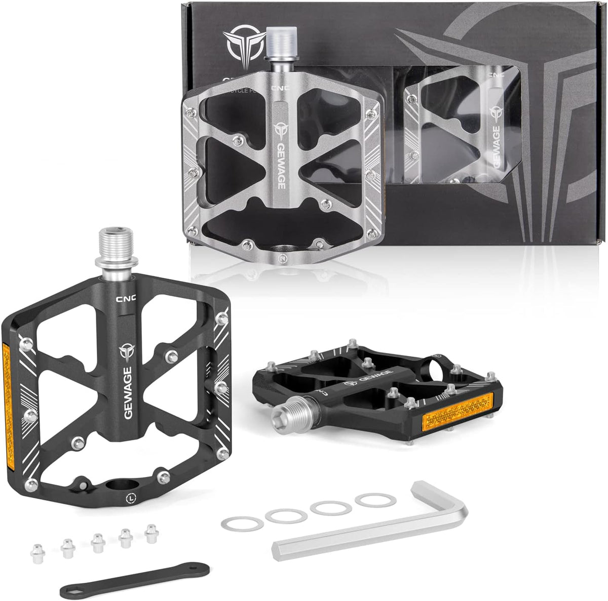 Pedale bicicleta aluminiu CNC, antiderapare benzi reflectorizante set de 2