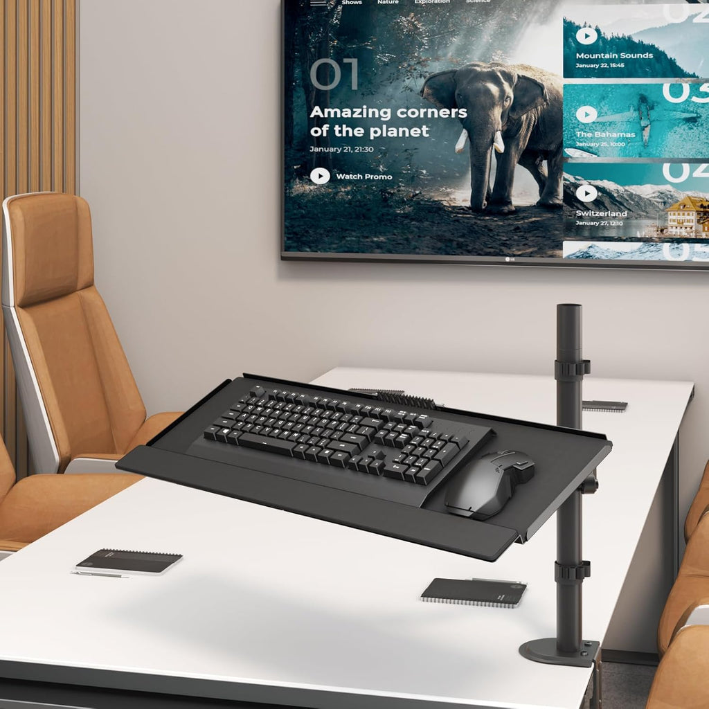 Suport tastatura cu brat reglabil, 65 x 19 cm, negru