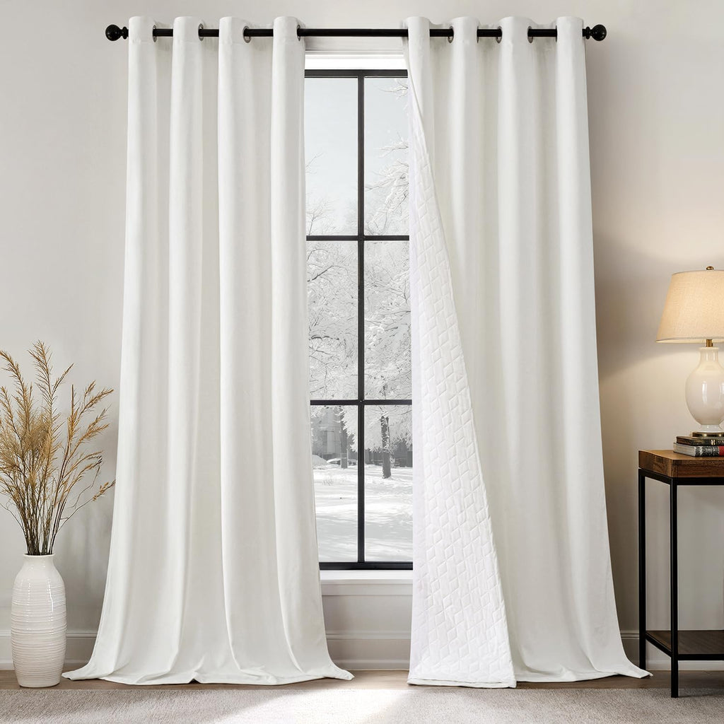 Draperie opaca Emema, blackout, dublu strat, termala, 132x260 cm, alb