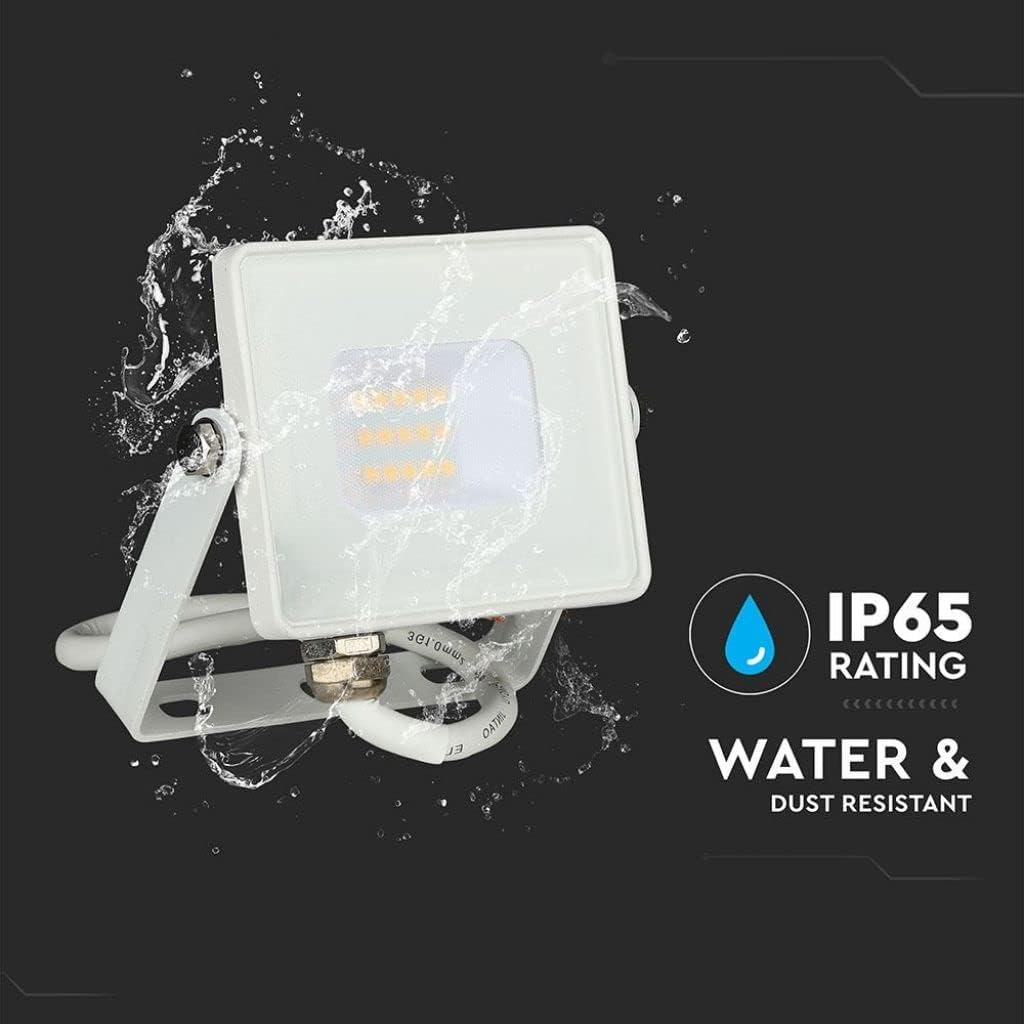 Proiector de exterior impermeabil V-TAC RRO LED Carcasă albă IP65, 10W, 8000lm