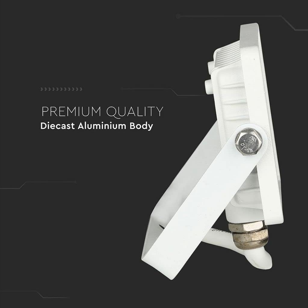 Proiector de exterior impermeabil V-TAC RRO LED Carcasă albă IP65, 10W, 8000lm