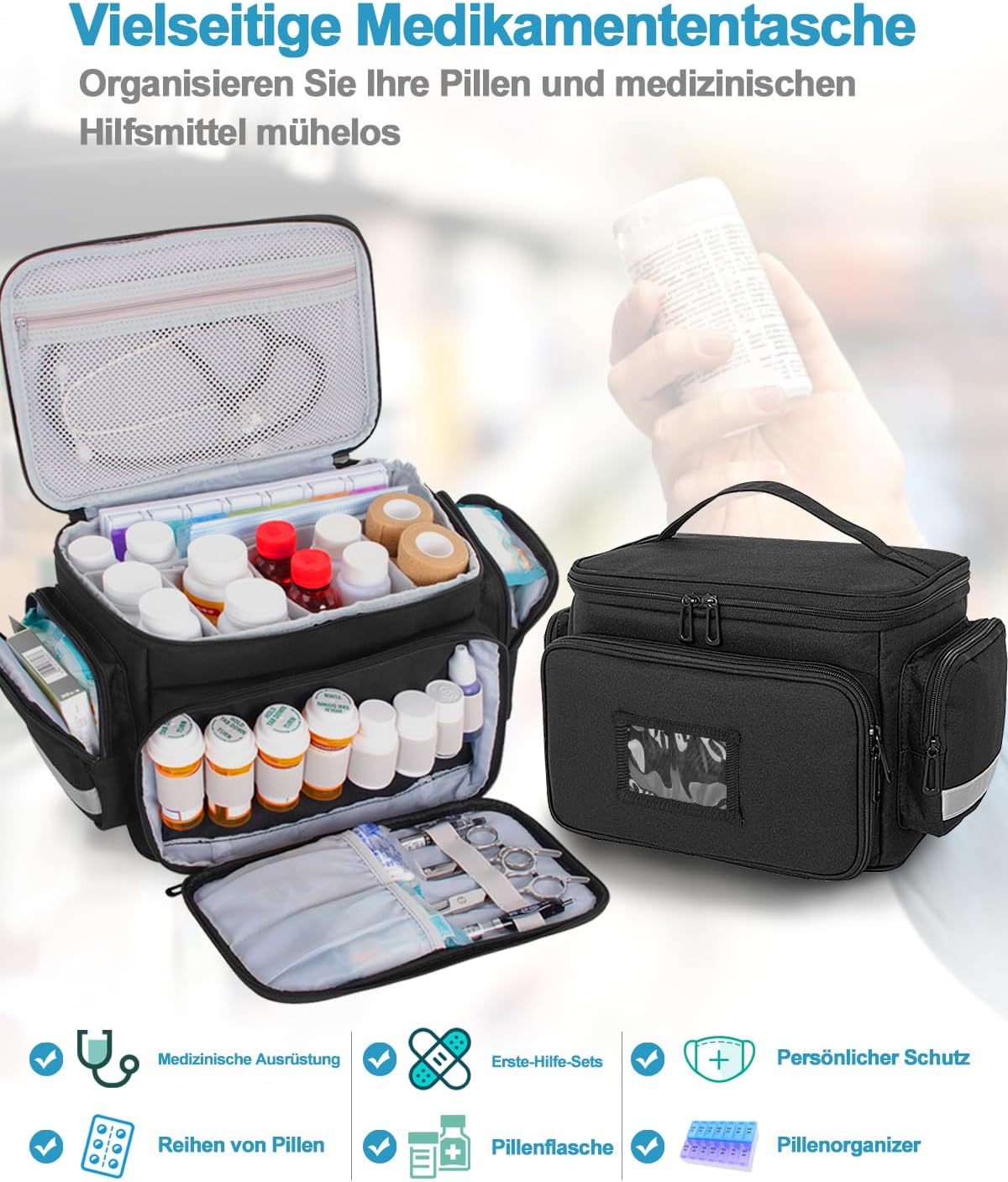 Geanta medicala, organizator adjustabil, 36x18x21cm